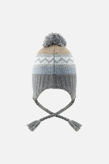 Baby Winter Peruvian Knit Hat With Pompom Grey And Blue Fair Isle - J10Z31B_1J069