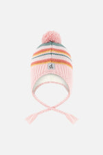 Winter Peruvian Knit Hat With Pompom Pink And Green Jacquard - J10Z36_1J081
