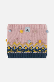 Winter Knit Neckwarmer Pink And Blue Jacquard - J10Z37_1J065