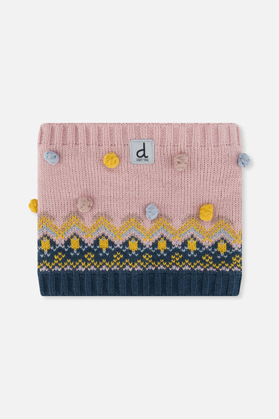 Winter Knit Neckwarmer Pink And Blue Jacquard - J10Z37_1J065
