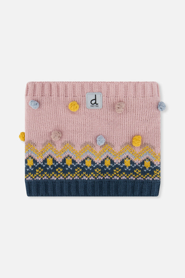 Winter Knit Neckwarmer Pink And Blue Jacquard - J10Z37_1J065
