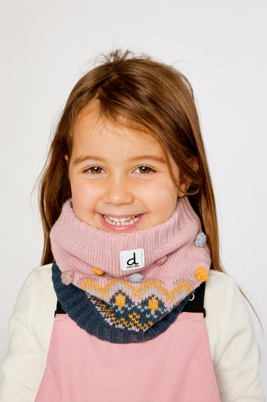 Winter Knit Neckwarmer Pink And Blue Jacquard - J10Z37_1J065