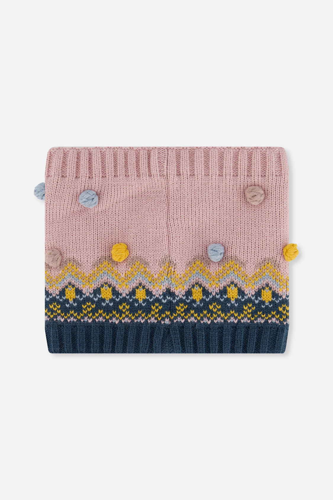 Winter Knit Neckwarmer Pink And Blue Jacquard - J10Z37_1J065