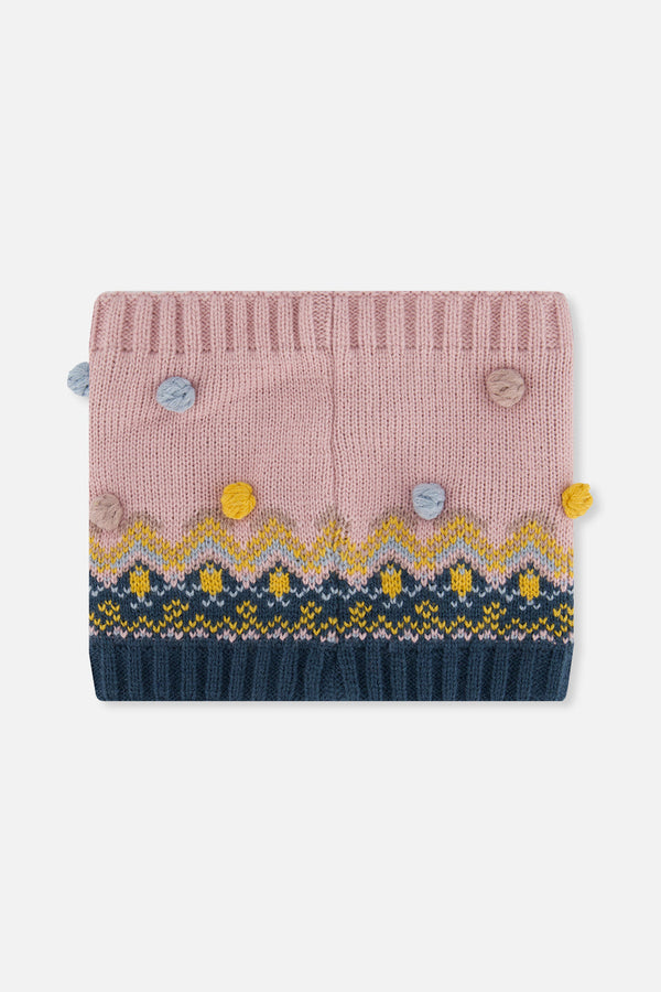 Winter Knit Neckwarmer Pink And Blue Jacquard - J10Z37_1J065