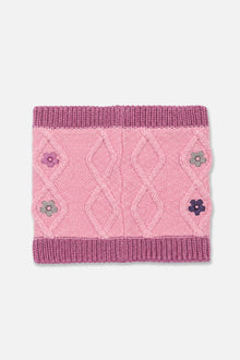 Winter-Strick-Schlupfschal in Pink und Mauve