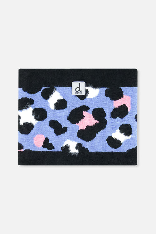 Winter Knit Neckwarmer Blue Leopard Print - J10Z39_1J080