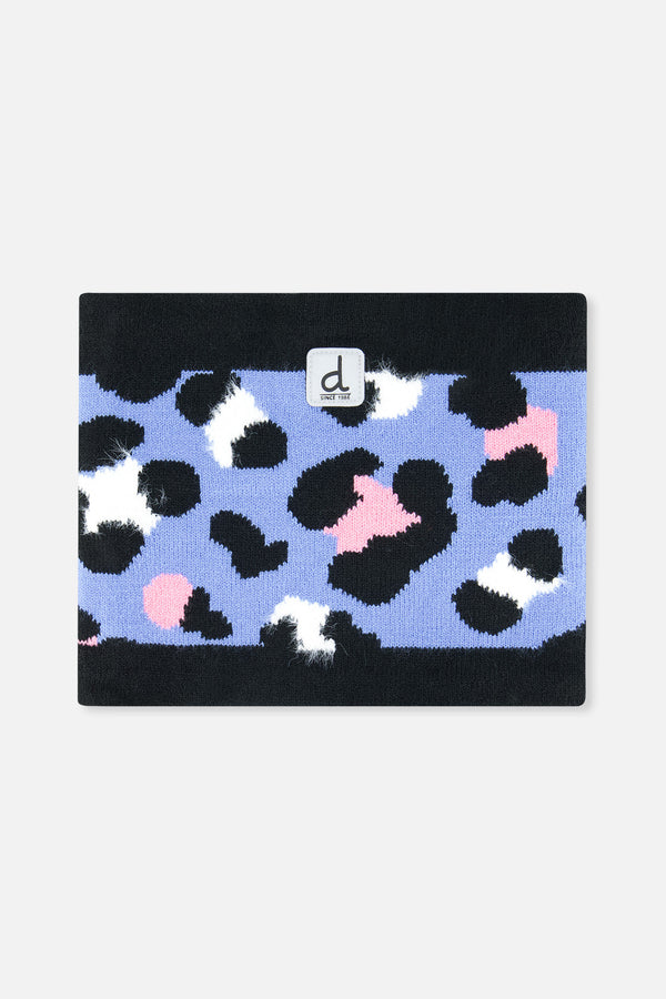 Winter Knit Neckwarmer Blue Leopard Print - J10Z39_1J080