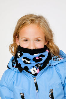 Winter Knit Neckwarmer Blue Leopard Print - J10Z39_1J080