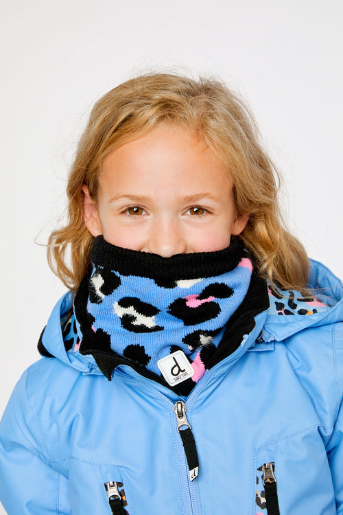 Winter Knit Neckwarmer Blue Leopard Print - J10Z39_1J080
