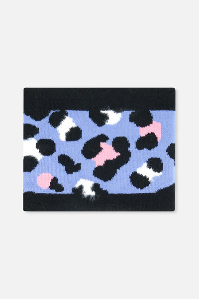 Winter Knit Neckwarmer Blue Leopard Print - J10Z39_1J080