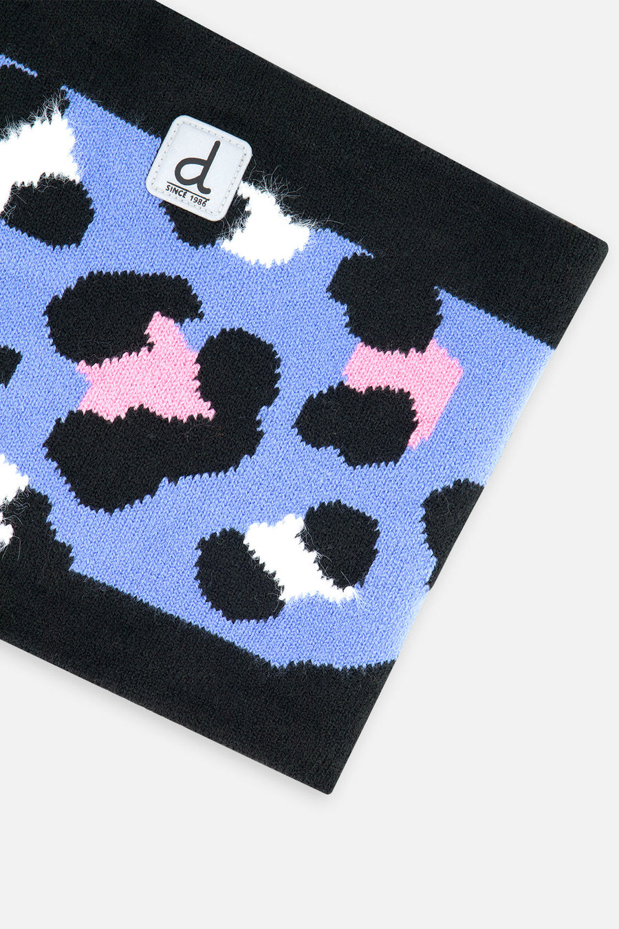 Winter Knit Neckwarmer Blue Leopard Print - J10Z39_1J080
