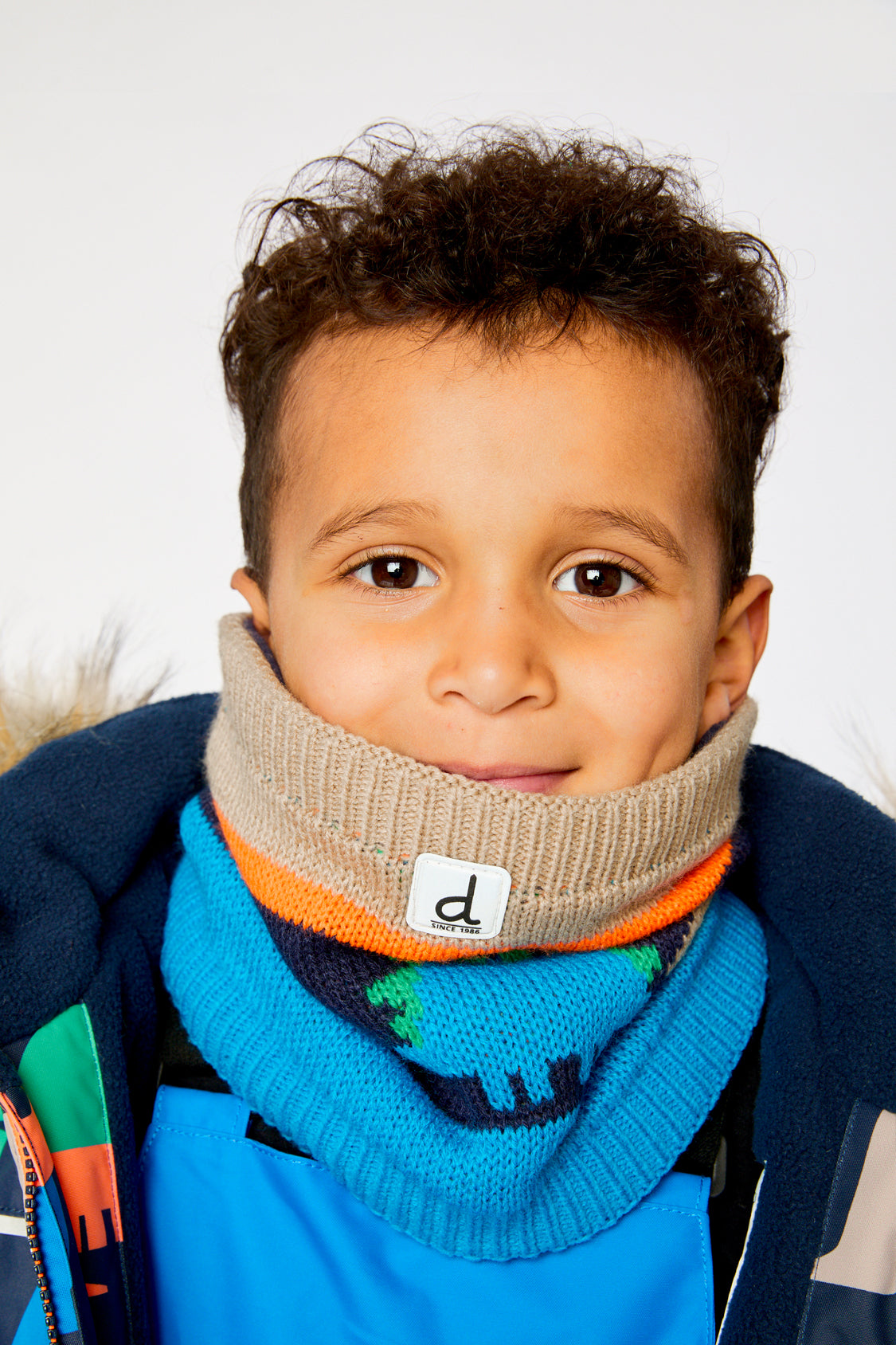 Winter Knit Neckwarmer Blue Dinosaur Print - J10Z40_1J077