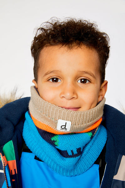 Winter Knit Neckwarmer Blue Dinosaur Print - J10Z40_1J077