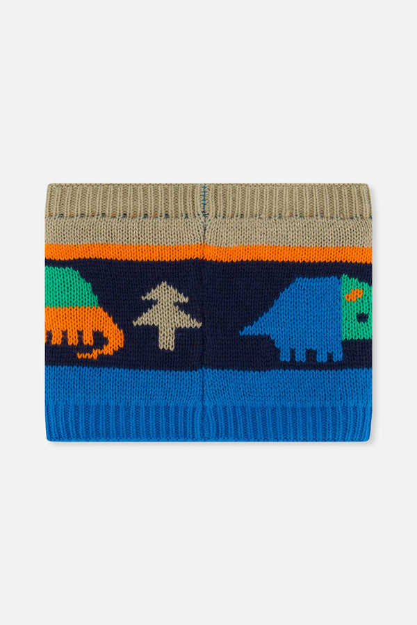 Winter Knit Neckwarmer Blue Dinosaur Print - J10Z40_1J077