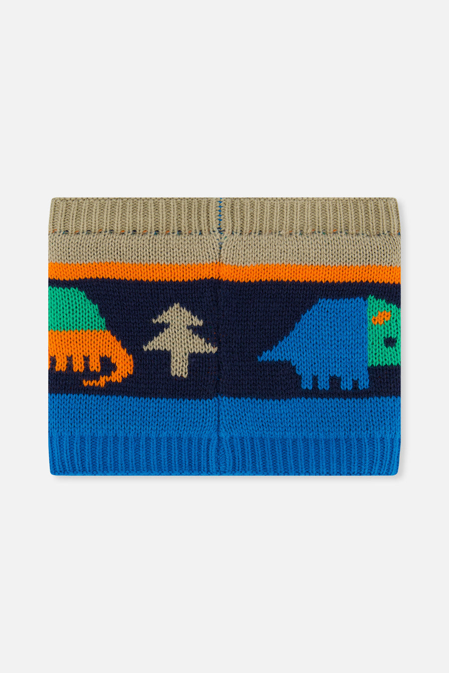 Winter Knit Neckwarmer Blue Dinosaur Print - J10Z40_1J077