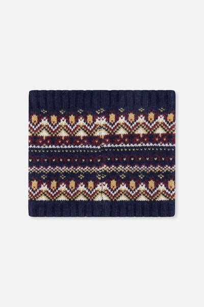 Baby Winter Knit Neckwarmer Blue And Red Jacquard - J10Z41B_1J073