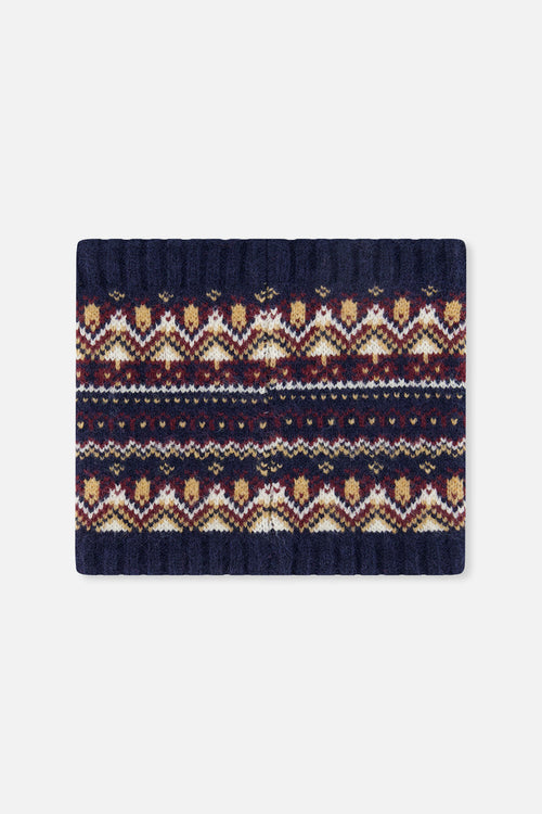 Baby Winter Knit Neckwarmer Blue And Red Jacquard - J10Z41B_1J073