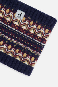 Baby Winter Knit Neckwarmer Blue And Red Jacquard - J10Z41B_1J073