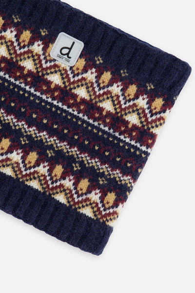 Baby Winter Knit Neckwarmer Blue And Red Jacquard - J10Z41B_1J073