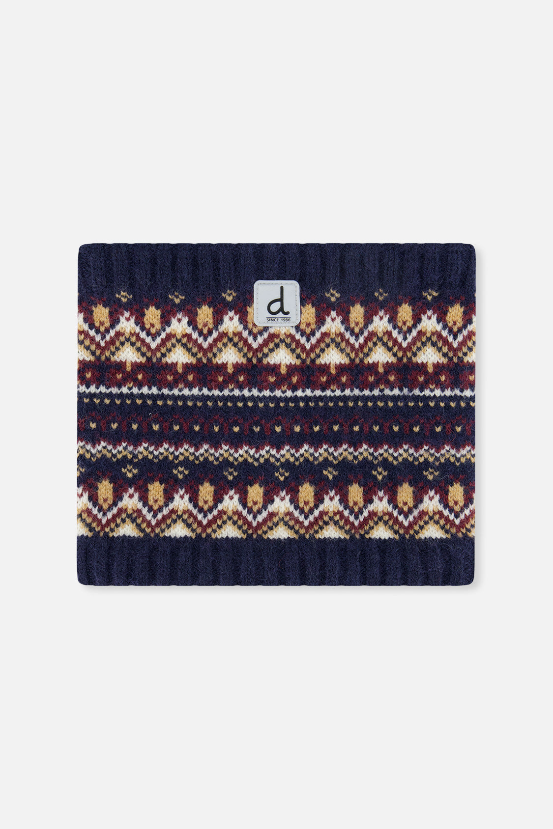 Winter Knit Neckwarmer Blue And Red Jacquard - J10Z41_1J073