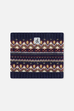 Winter Knit Neckwarmer Blue And Red Jacquard - J10Z41_1J073
