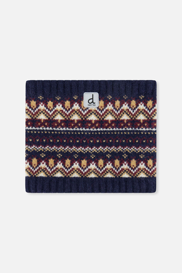 Winter Knit Neckwarmer Blue And Red Jacquard - J10Z41_1J073