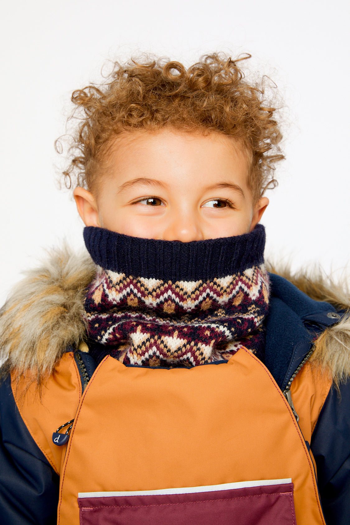 Winter Knit Neckwarmer Blue And Red Jacquard - J10Z41_1J073