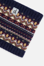 Winter Knit Neckwarmer Blue And Red Jacquard - J10Z41_1J073