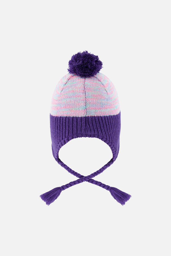 Winter Peruvian Knit Hat With Pompom Multicolored - J10Z42_1J083