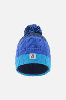 Bonnet d'hiver en tricot avec pompom bleu foncé