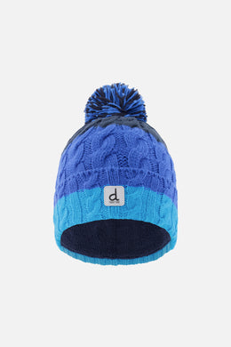 Winter Knit Hat With Pompom Dark Blue
