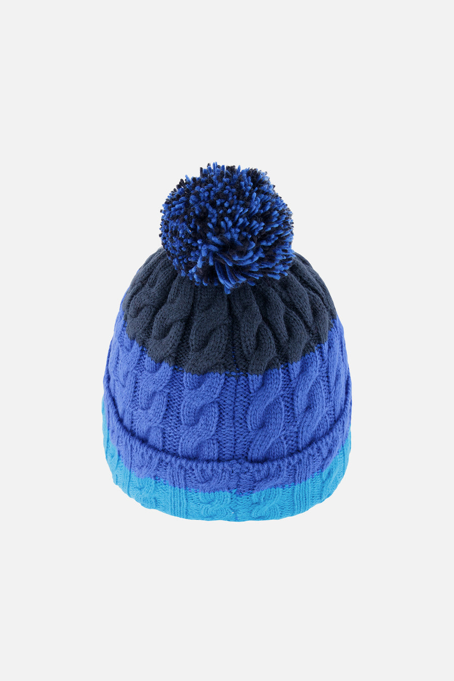 Bonnet d'hiver en tricot avec pompom bleu foncé