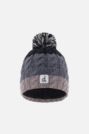 Winter Knit Hat With Pompom Black And Grey
