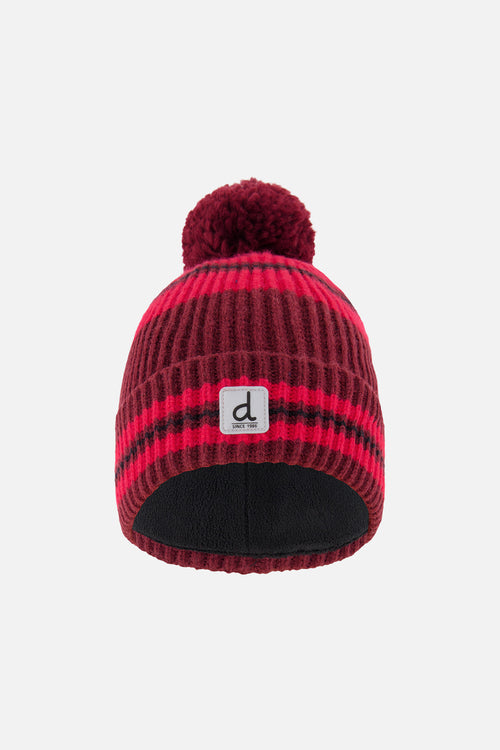 Bonnet d'hiver en tricot avec pompom bordeaux