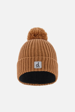 Bonnet d'hiver en tricot avec pompom brun