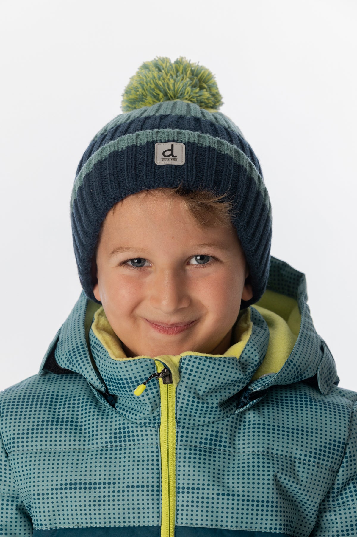 Winter Knit Hat With Pompom Dark Turquoise