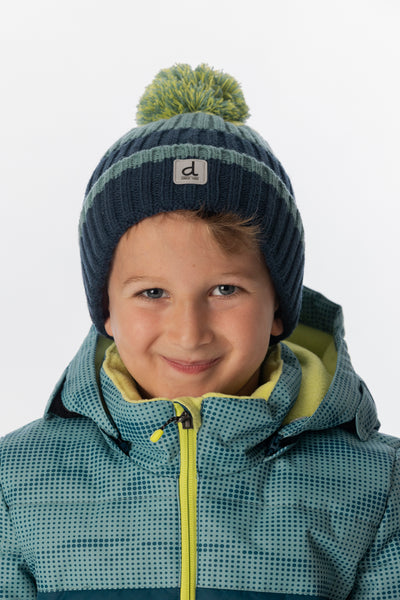 Winter Knit Hat With Pompom Dark Turquoise