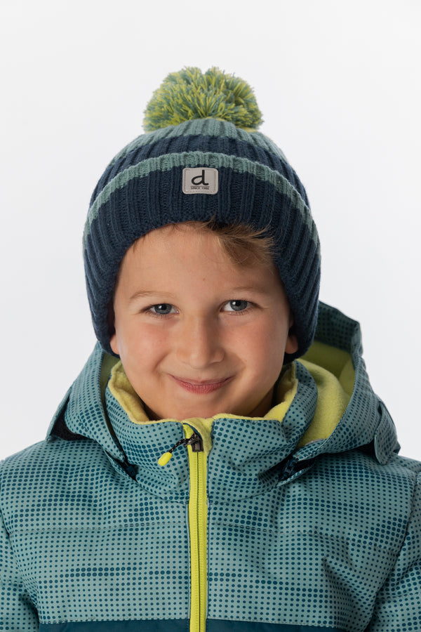 Winter Knit Hat With Pompom Dark Turquoise