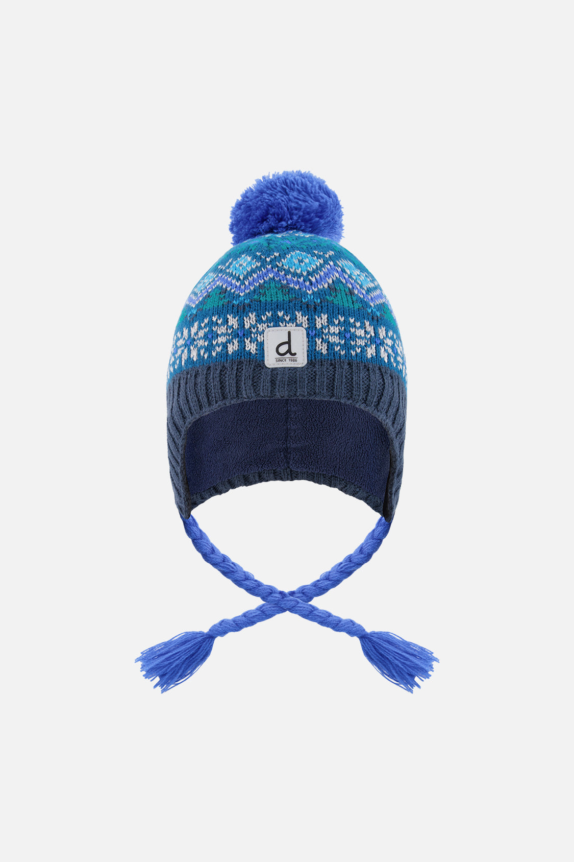 Winter Peruvian Knit Hat With Pompom Dark Turquoise