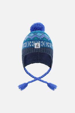 Bonnet d'hiver péruvien en tricot avec pompom turquoise foncé