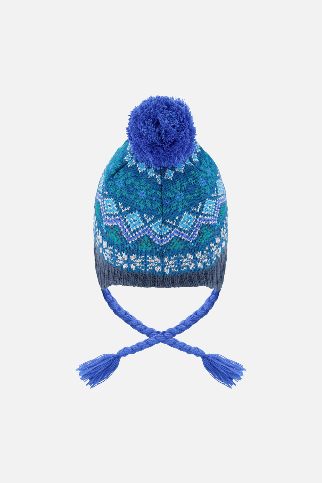 Winter Peruvian Knit Hat With Pompom Dark Turquoise