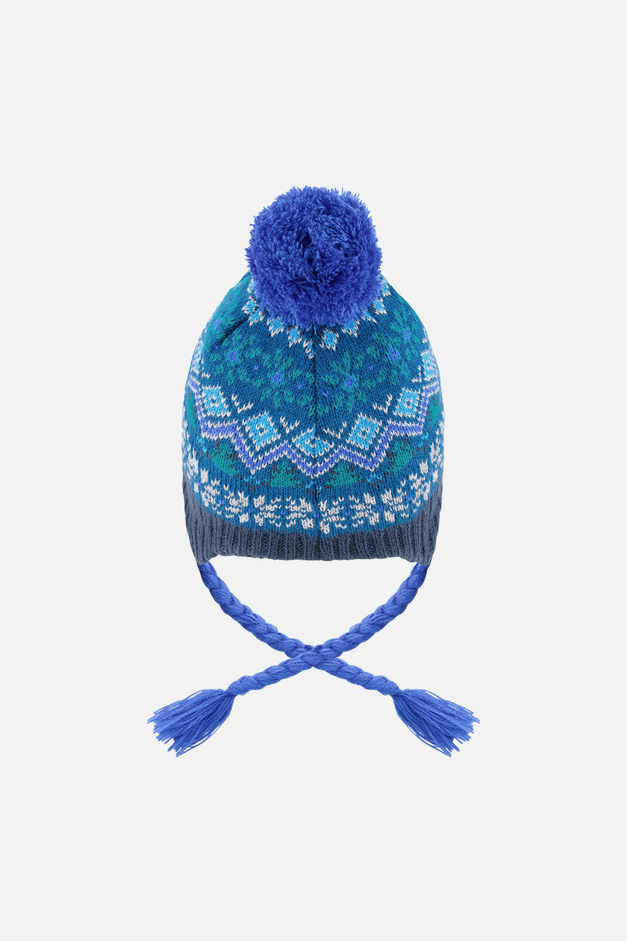 Winter Peruvian Knit Hat With Pompom Dark Turquoise