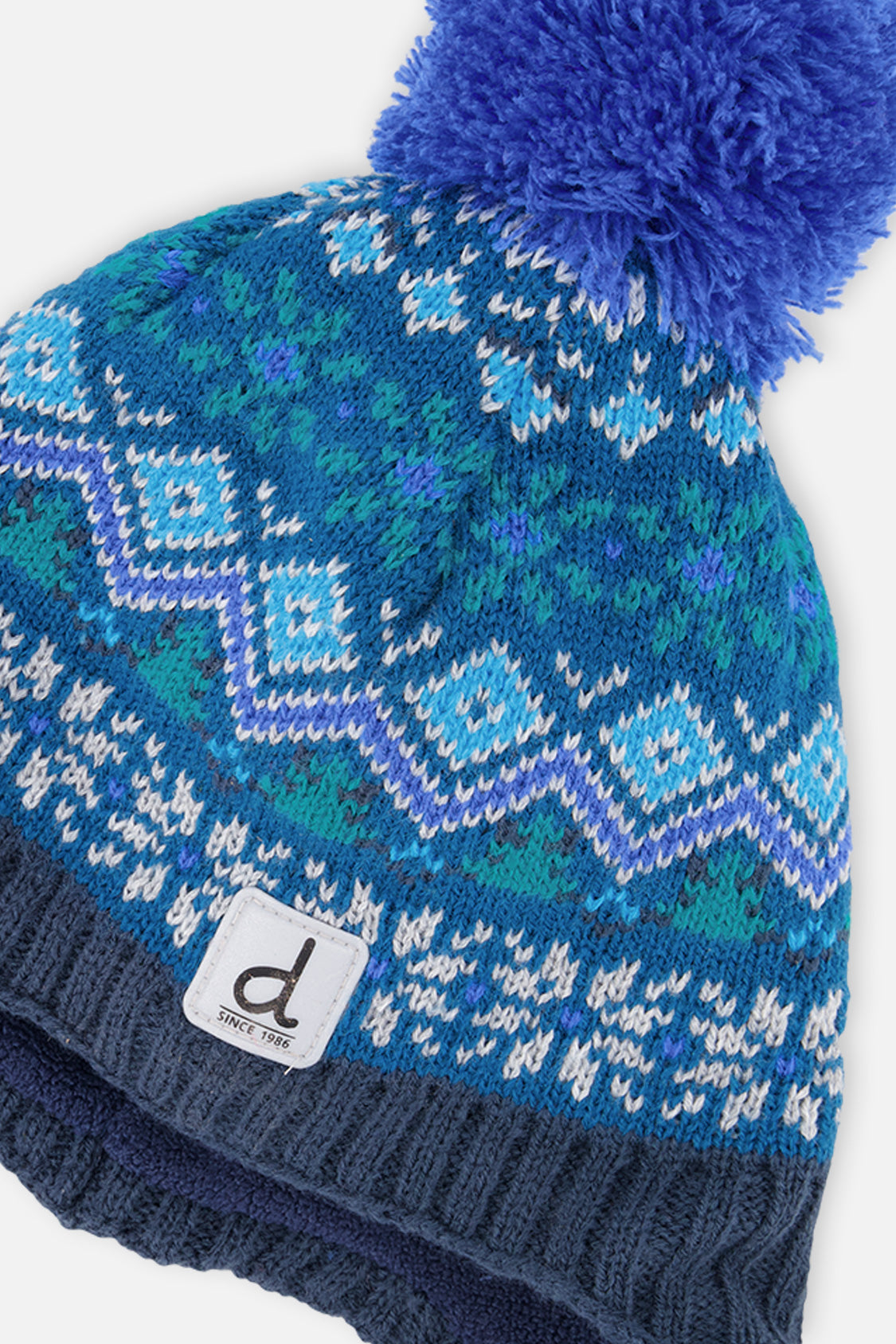 Winter Peruvian Knit Hat With Pompom Dark Turquoise