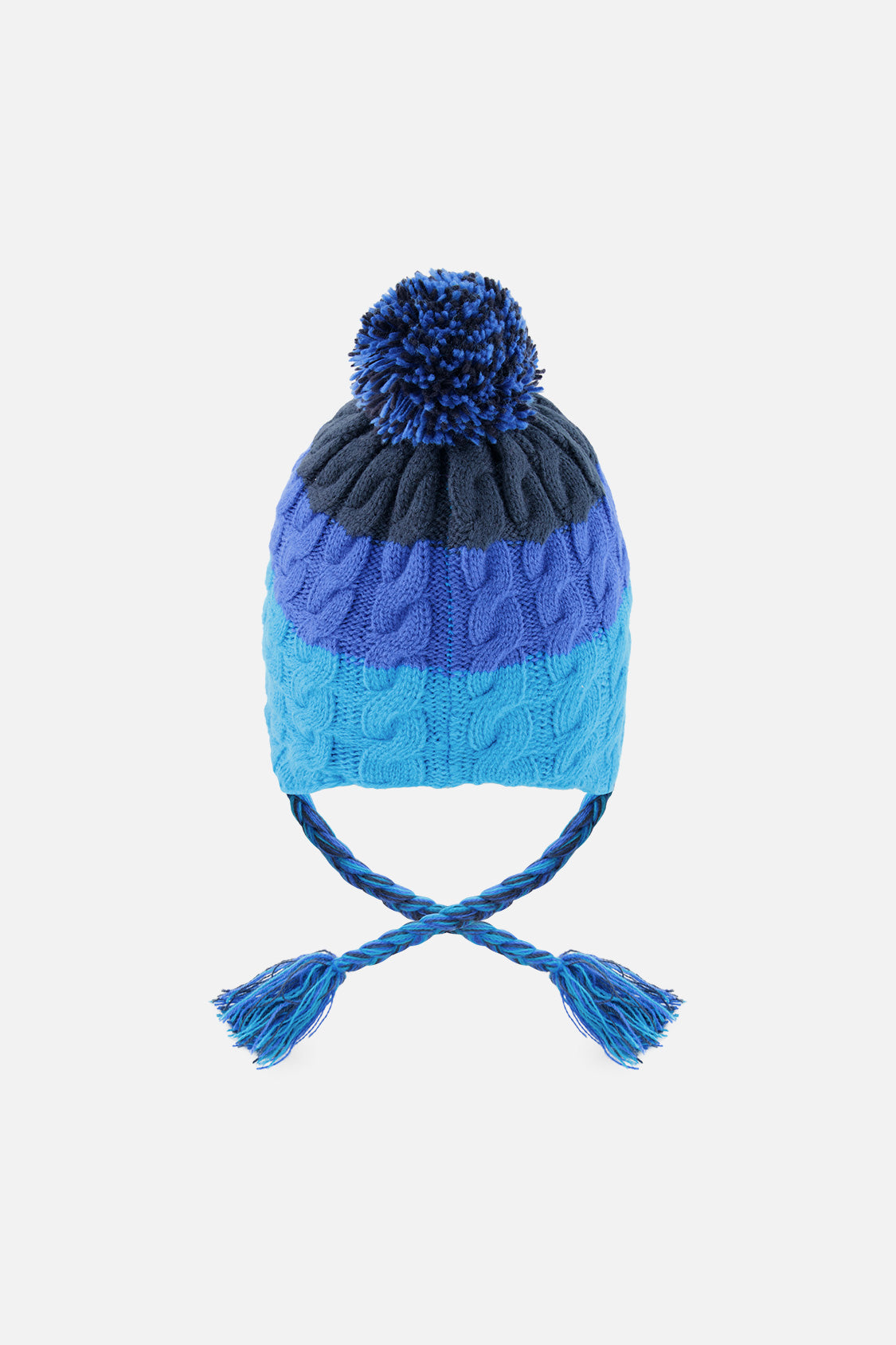 Bonnet d'hiver péruvien en tricot avec pompom bleu foncé