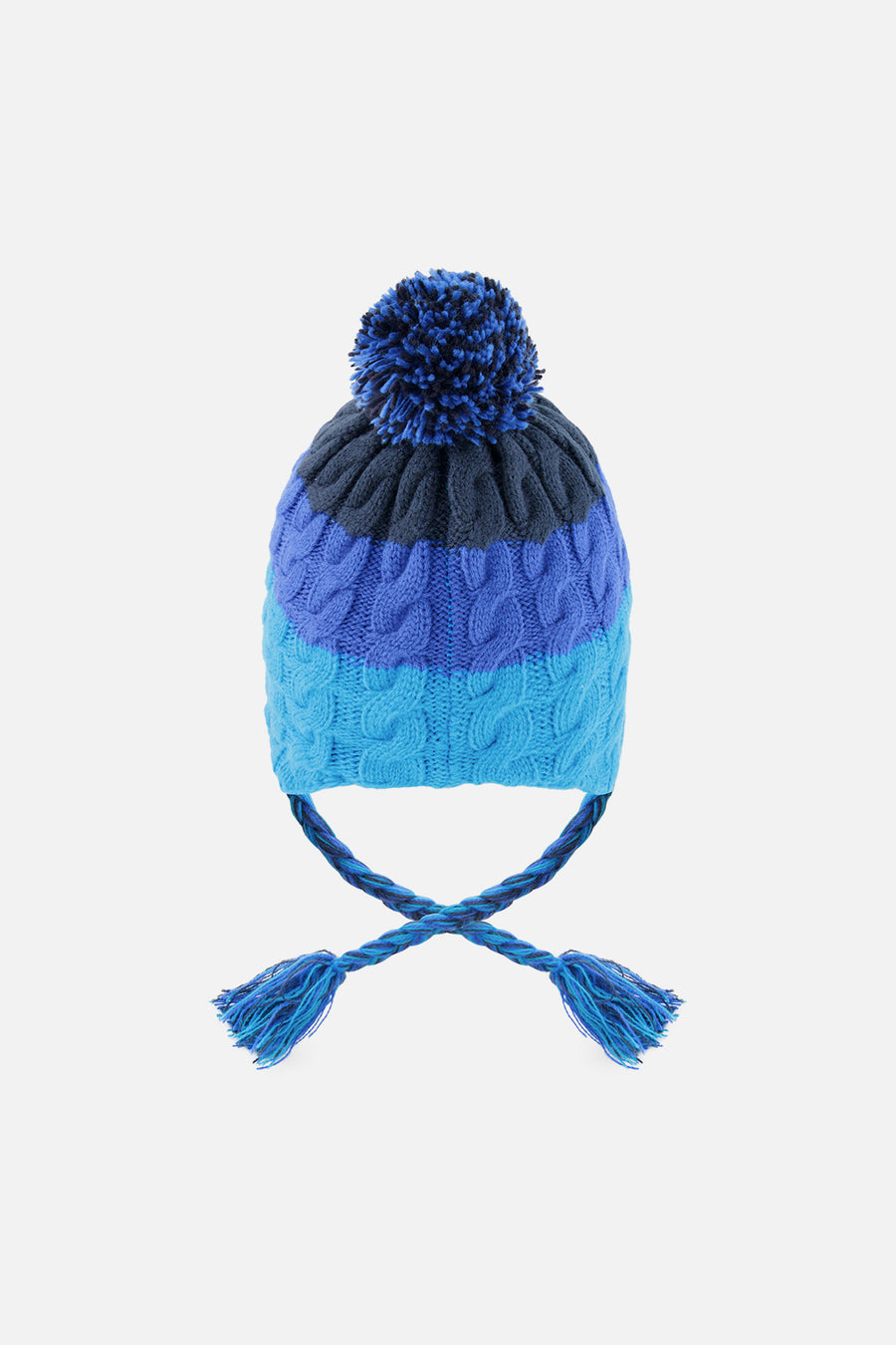 Bonnet d'hiver péruvien en tricot avec pompom bleu foncé