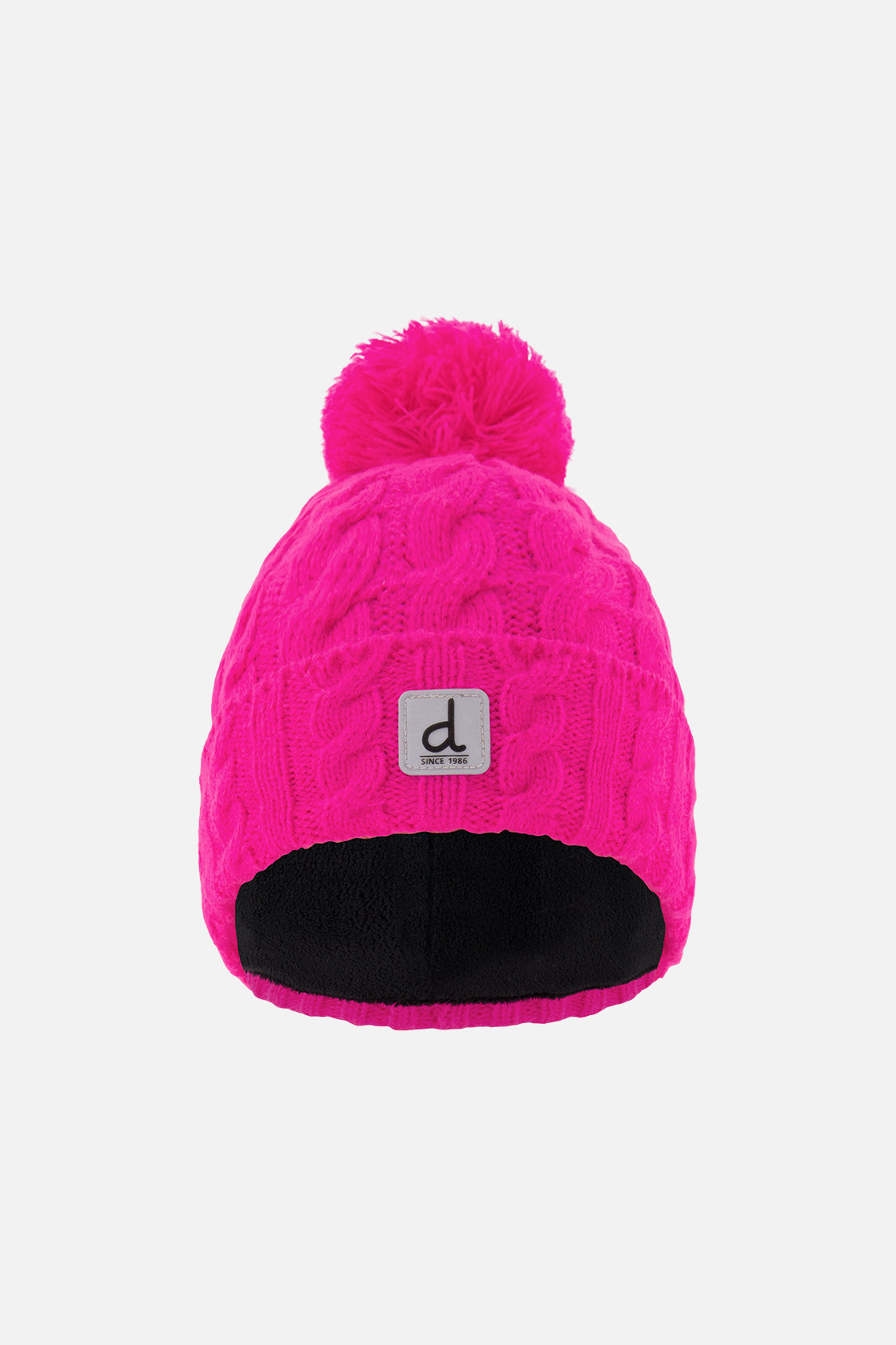 Bonnet d'hiver en tricot avec pompom rose vif