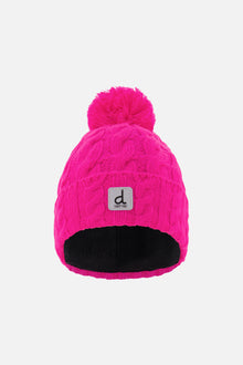 Winter Knit Hat With Pompom Bright Pink