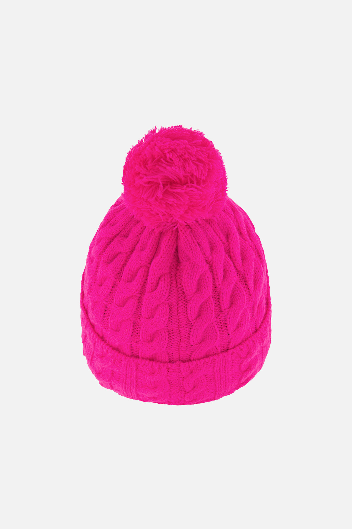 Bonnet d'hiver en tricot avec pompom rose vif