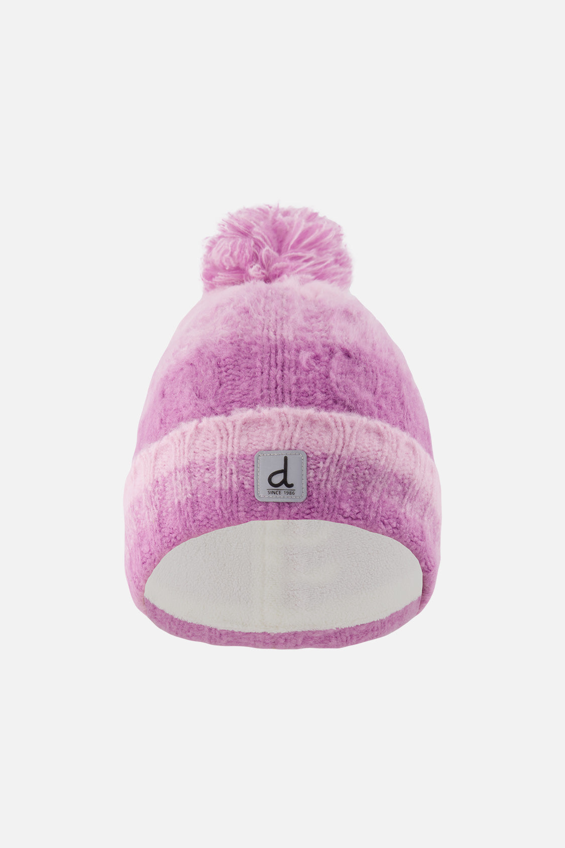 Bonnet d'hiver en tricot avec pompom violet rosé