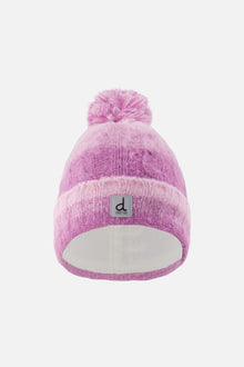 Bonnet d'hiver en tricot avec pompom violet rosé
